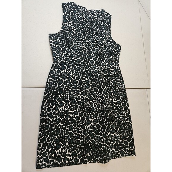 J Crew Sheath Dress Womens Size 10 Leopard Print Sleeveless Cotton Teal Black - Picture 4 of 4
